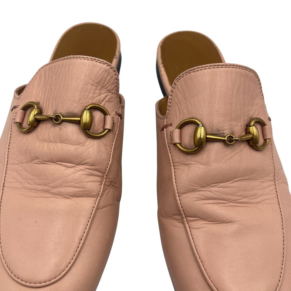 Gucci Princetown Horsebit Leather Slip On Flats Mules Light Pink Size 36.5 / 6.5 - Picture 6 of 11